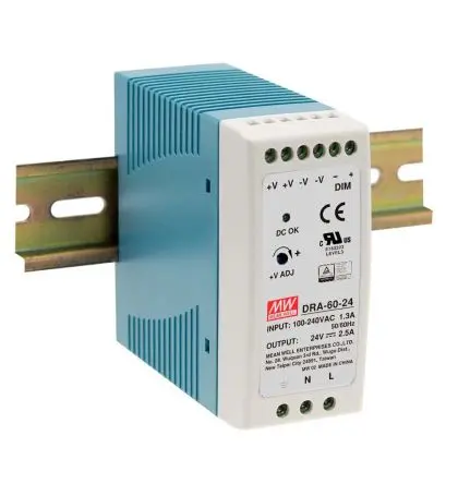 Produktfoto 1 von MEAN WELL DRA DIN-Schienen Netzteil Geschalteter Modus 370 V dc, 264V ac Wechselstrom/Gleichstrom / 5 A 15V dc DC 60 W