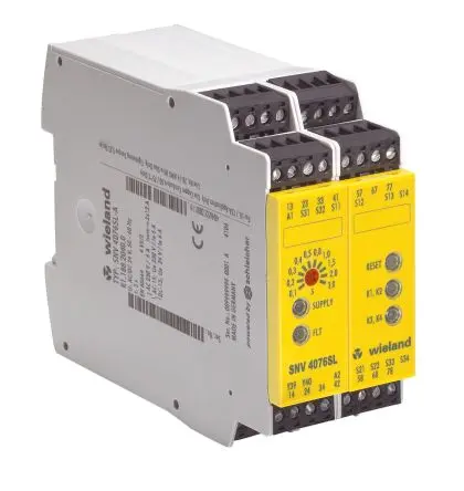 Produktfoto 1 von Wieland SNV 4076SL Sicherheitsrelais 24V dc, 7 Sicherheitskontakte EN ISO 13849-1, EN 60664-1, IEC 60204, EN 62061 SIL