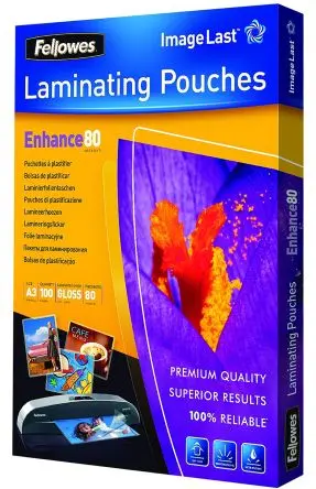 Produktfoto 1 von Fellowes Laminiertasche, A3, 80 μm, 100 pro Paket Stück H. 96 mm B. 330mm