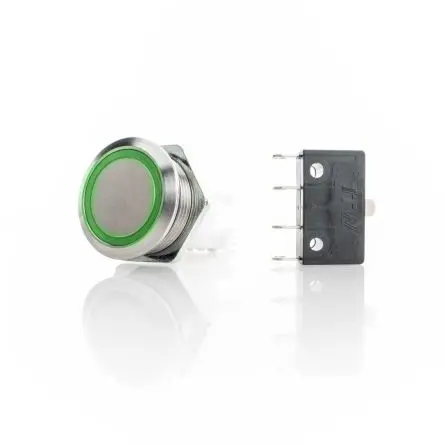 Produktfoto 1 von ITW H48M Druckschalter Grün Beleuchtet Rastend Panel Ø 19.6 mm, 1-poliger Umschalter / 10A 28 V dc 250 V ac, IP67