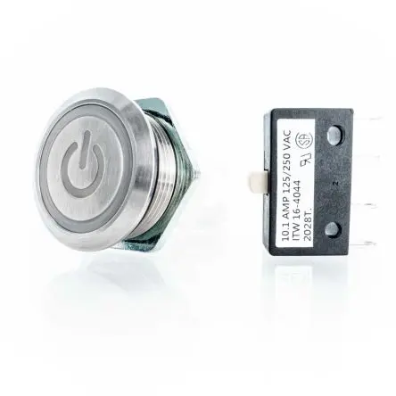 Produktfoto 1 von ITW H48M Druckschalter Weiß Beleuchtet Rastend Panel Ø 19.6 mm, 1-poliger Umschalter / 10A 28 V dc 250 V ac, IP67