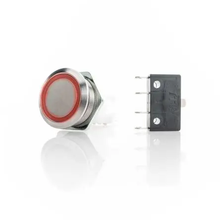 Produktfoto 1 von ITW H48M Druckschalter Rot Beleuchtet Tastend Panel Ø 19.6 mm, 1-poliger Umschalter / 10A 28 V dc 250 V ac, IP67