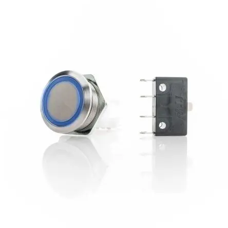 Produktfoto 1 von ITW H48M Druckschalter Blau Beleuchtet Tastend Panel Ø 19.6 mm, 1-poliger Umschalter / 10A 28 V dc 250 V ac, IP67