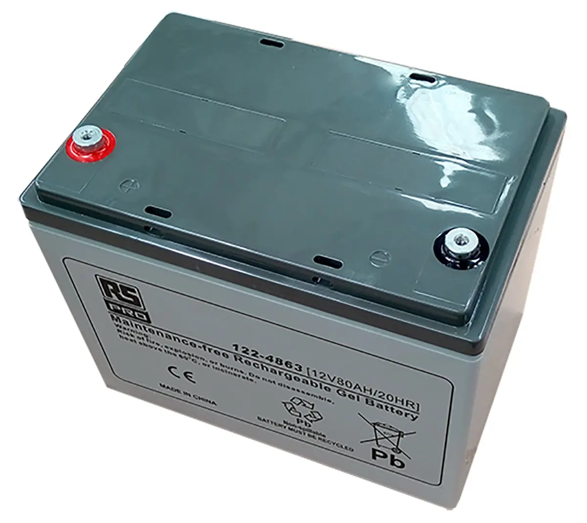Produktfoto 1 von RS PRO RS PRO Abgedichteter Bleiakku, 12V / 80Ah, T6-Anschluss, 260 x 168 x 208mm