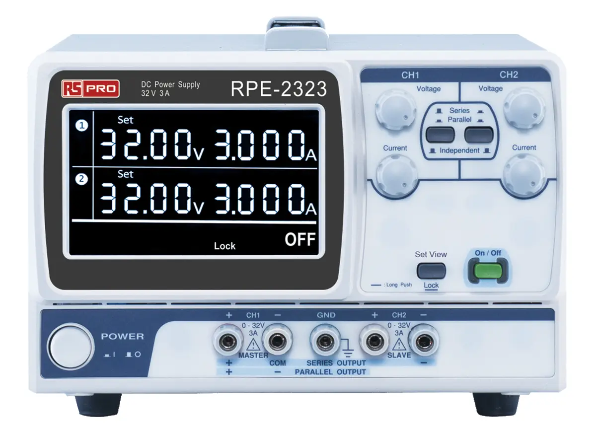 Produktfoto 1 von RS PRO 2-Kanal Digital Labornetzgerät 192W, 0 → 32V / 3A