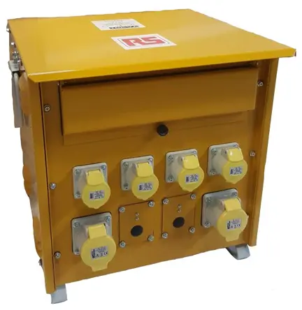 Produktfoto 1 von RS PRO 3 Baustellentransformator 10 kVA, Primär 400 V / Sekundär 110 V (55V-0V-55V), 32 A