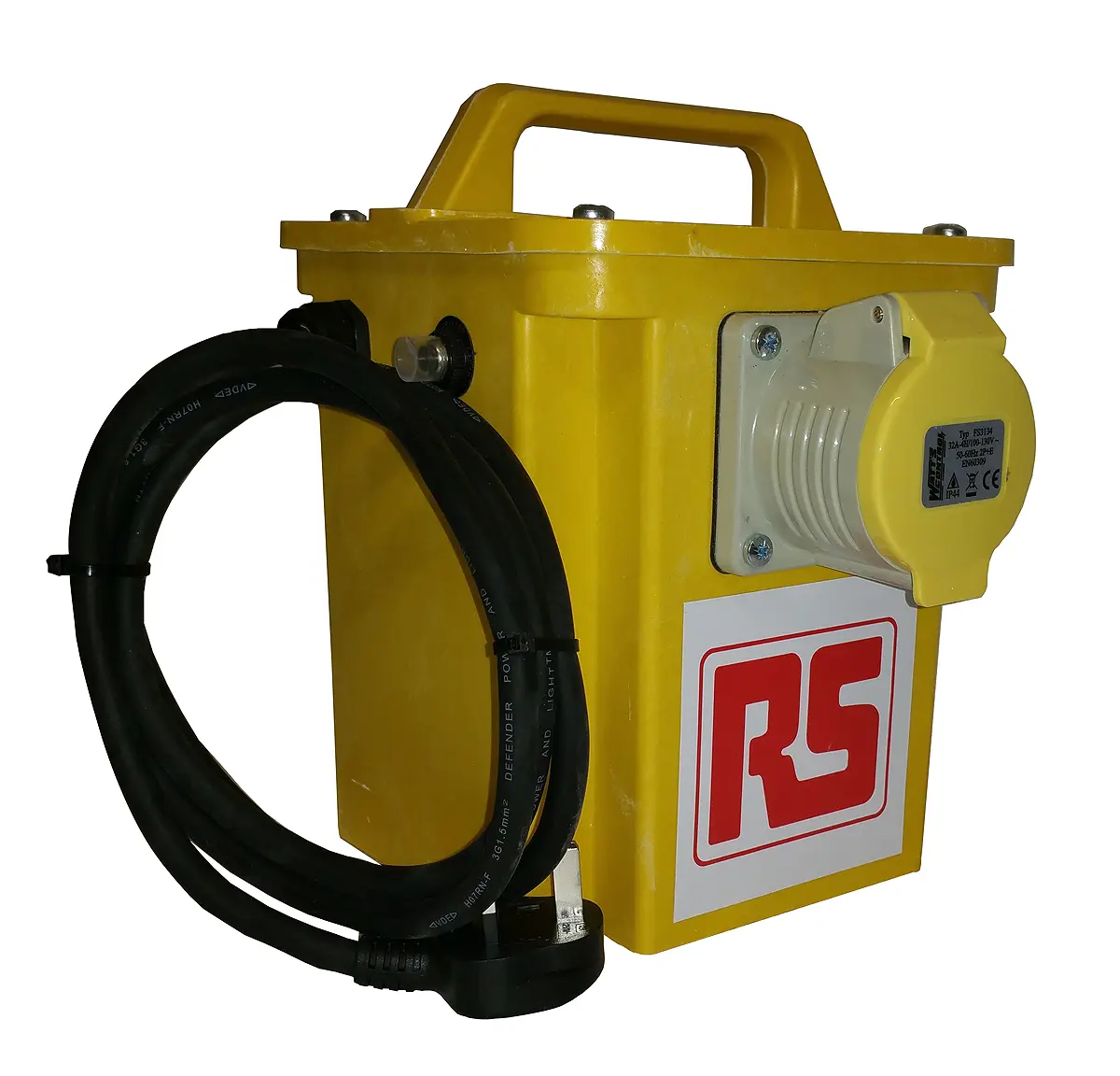 Produktfoto 1 von RS PRO Baustellentransformator, Primär 230 V ac / Sekundär 110 V (55V-0V-55V), 32 A BS1363