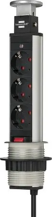 brennenstuhl H05VV-F Verlängerungskabel, 2 m, 3-fach, Typ F IP20 250V ac