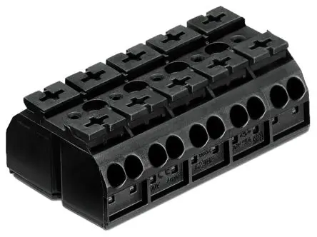 Produktfoto 1 von WAGO 862 Kupfer Polyamid Klemmenleiste 32A Schwarz 5-polig Zugfederklemme, Raster 12 mm 12AWG, 20 AWG