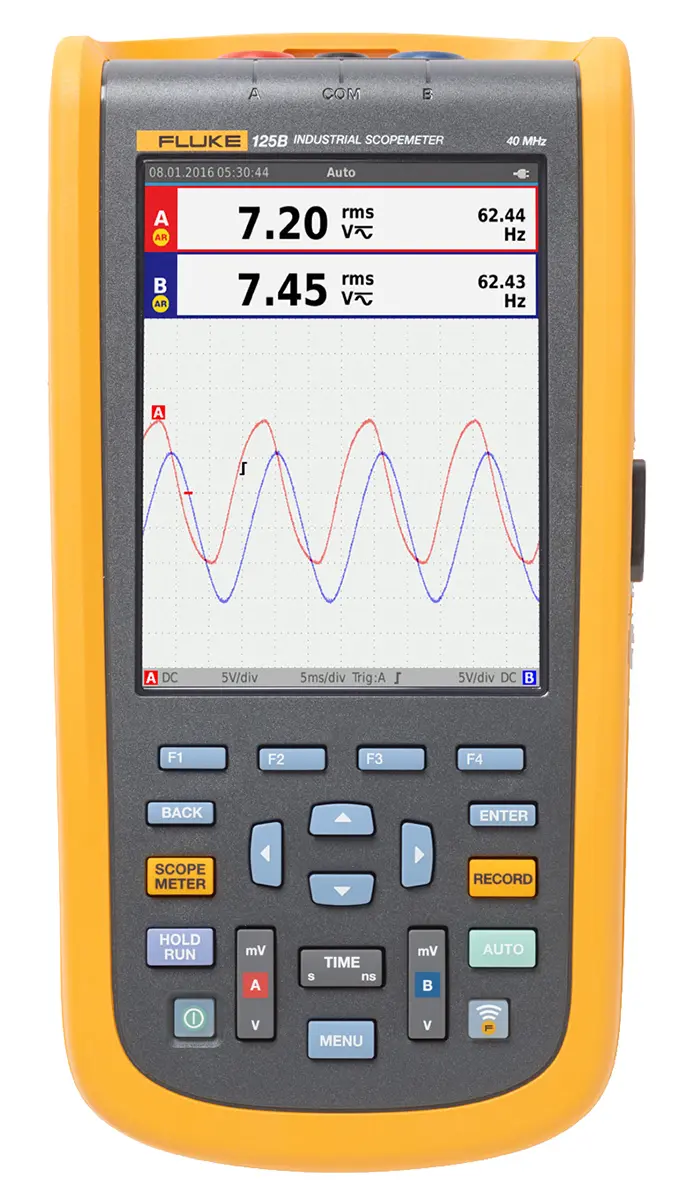 Produktfoto 1 von Fluke 120B 125B/EU/S Handheld Oszilloskop 2-Kanal Analog 40MHz CAN, RS232, RS422, RS485, USB