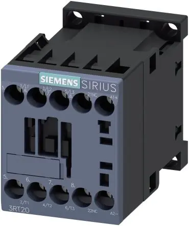 Produktfoto 1 von Siemens 3RT2 Schütz 24V dc-Spule, 3-polig, 400V ac / 9 A 24V dc 4 kW 1 Öffner Motorsteuerung, Umkehrend 1-Hilfskontakte