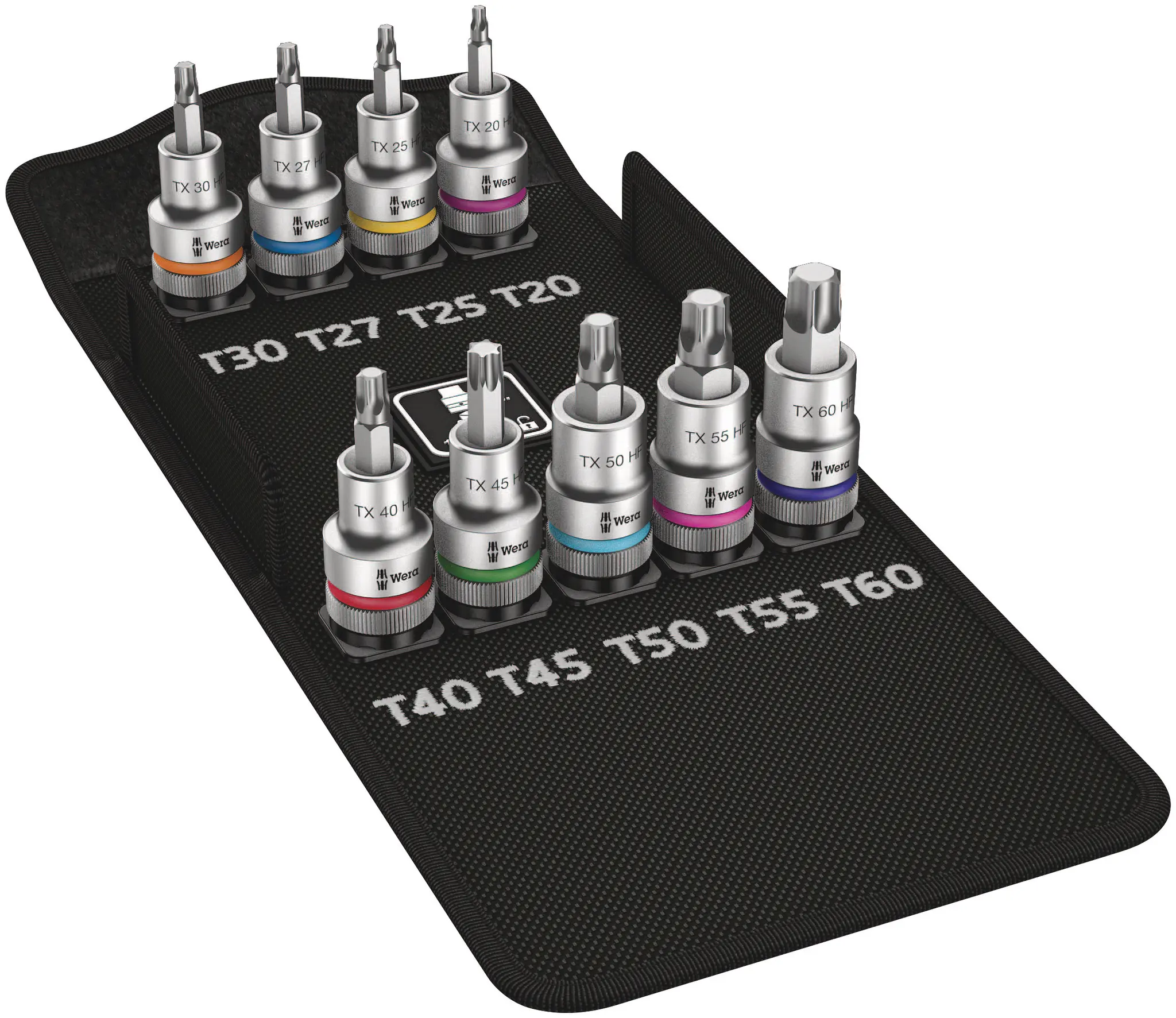 Produktfoto 1 von Wera 1/2 in Vierkant Innensechsrund TX20, TX25, TX27, TX30, TX40, TX45, TX50, TX55, TX60 9-teilig