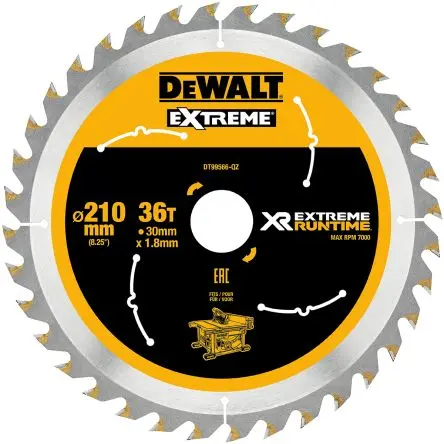 Produktfoto 1 von DeWALT 36 Wolframcarbid Holz Kreissägeblatt, Ø 210 mm 1