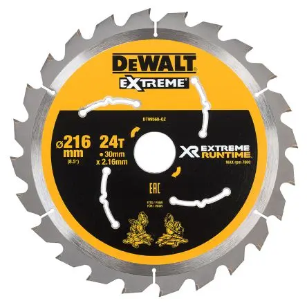 Produktfoto 1 von DeWALT 24 Wolframcarbid Holz Kreissägeblatt, Ø 216 mm 1