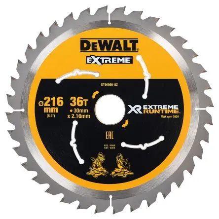 Produktfoto 1 von DeWALT 36 Wolframcarbid Holz Kreissägeblatt, Ø 216 mm 1