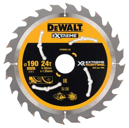 Produktfoto 1 von DeWALT 24 Wolframcarbid Holz Kreissägeblatt, Ø 190 mm 1
