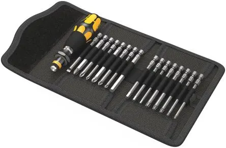 Produktfoto 1 von Wera ESD Schraubendreher-Bit-Set Phillips, Pozidriv, Geschlitzt, Innensechsrund 1/4 in Sechskant 155mm, 17 Stück
