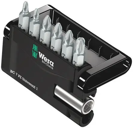 Produktfoto 1 von Wera Sechskant, Pozidriv Sechskant, S2 Stahl PZ1, PZ2, PZ3, 7-teilig