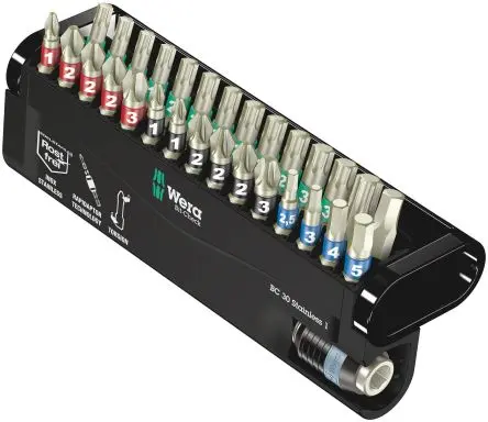 Produktfoto 1 von Wera Innensechsrund, Pozidriv, Phillips, Sechskant Sechskant Bitsatz schlagfest, S2 Stahl 1/4"inch Hex 2.5, Hex 3, Hex