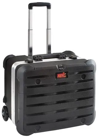GT Line Kunststoff Werkzeugkoffer Schwarz, 2 Schubladen, L. 470 mm B. 320mm H. 390 mm, 8.7 kg mit Rädern, Schlüssel
