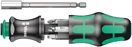 Produktfoto 1 von Wera Phillips, Pozidriv, Geschlitzt Sechskant Edelstahl 1/4 in 1/4 in, Länge 25 mm, 6-teilig