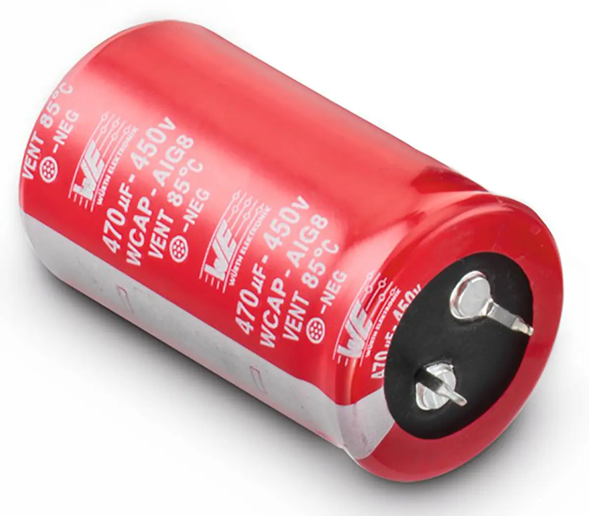 Produktfoto 1 von Wurth Elektronik WCAP-AIG8 Snap-In Aluminium-Elektrolyt Kondensator 220μF ±20% / 450V dc, Ø 30mm, +85°C