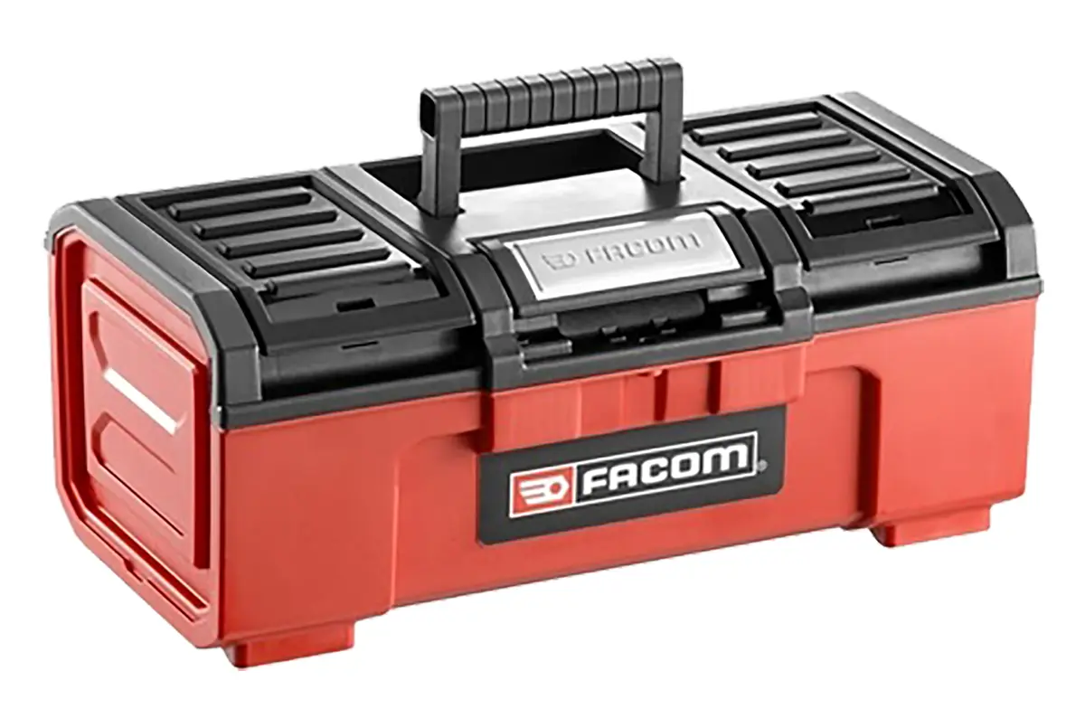 Produktfoto 1 von Facom Kunststoff Werkzeugbox Rot, Schwarz, 2 Schubladen, L. 603 mm B. 273 mm H. 260 mm, 2.8 kg, Vorhängeschloss