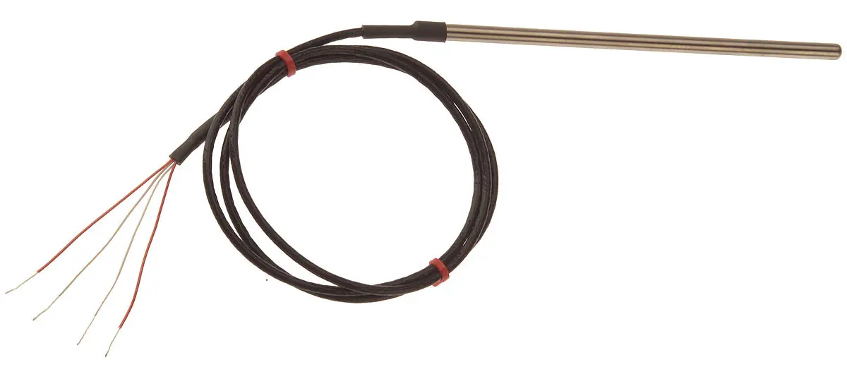 RS PRO PT100 Sensorelement Widerstandsthermometer Edelstahl Ø 4.5mm x 25mm, -50°C → +250°C, 2m Leitung