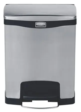 Produktfoto 1 von Rubbermaid Commercial Products Slim Jim Edelstahl Mülleimer 30L Chrom mit Pedal T 472.5 mm H. 555.2 mm B. 352.9mm Deckel