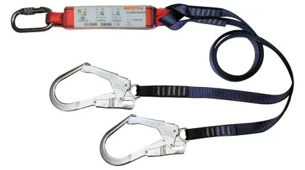 Produktfoto 1 von Protecta Karabiner Schraubbefestigung Fallschutz Stoßdämpfendes Trageband Zweifach, Gew.Bel. 100 kg, 1.5 m