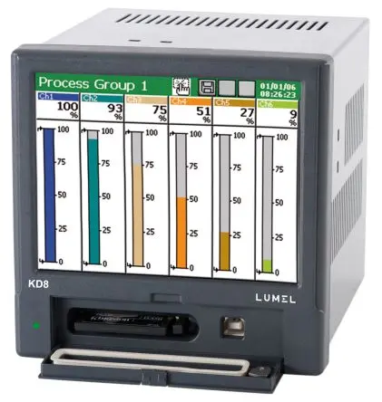 Produktfoto 1 von Lumel KD8 4-Kanal Videographisch Kurvenschreiber Thermoelement