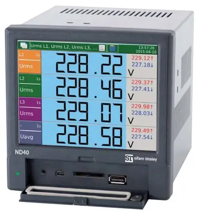 Produktfoto 1 von Sifam Tinsley ND40 TFT-LCD Digitales Multifunktionsmessgerät für Leistung, Frequenz, Spannung, Strom T. 16 mm