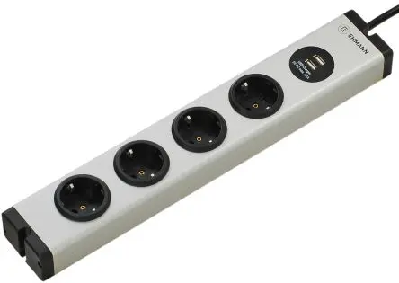Produktfoto 1 von Ehmann Typ F Steckdosenleiste, 6-fach 16A Typ EF, 1.5m Kabel, 250V