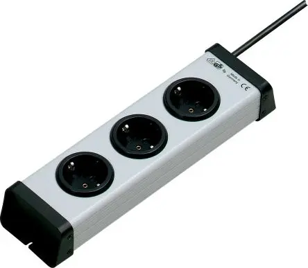 Ehmann Typ F Steckdosenleiste, 3-fach 16A Typ F – Deutscher Schuko, 1.5m Kabel, 250V