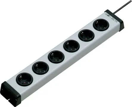 Ehmann Typ F Steckdosenleiste, 6-fach 16A Typ F – Deutscher Schuko, 1.5m Kabel, 250V ac