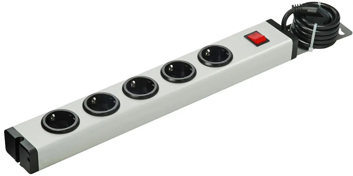 Produktfoto 1 von Ehmann Typ F Steckdoseneinheit Überspannungsschutz, 5-fach 16A Typ F – Deutscher Schuko, 1.5m Kabel, 250 V