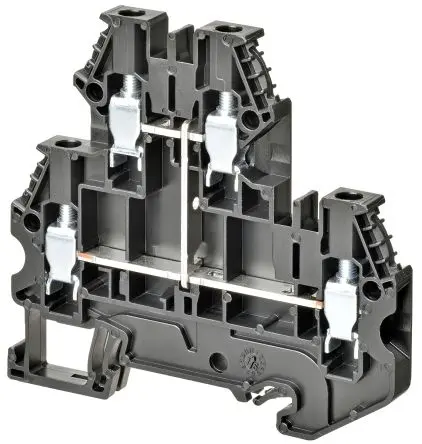 Produktfoto 1 von Omron XW5T Anschlussklemmenblock DIN-Schiene 2 Schwarz, 4mm², 800V Schraubbefestigung