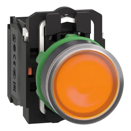 Produktfoto 1 von Schneider Electric Harmony XB5 Druckschalter Orange Beleuchtet Federrückstellung Panel Ø 22 mm, 1-poliger Umschalter /