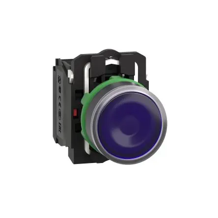Schneider Electric Harmony XB5 Druckschalter Blau Beleuchtet Federrückstellung Panel Ø 22 mm, 1-poliger Umschalter 240 V