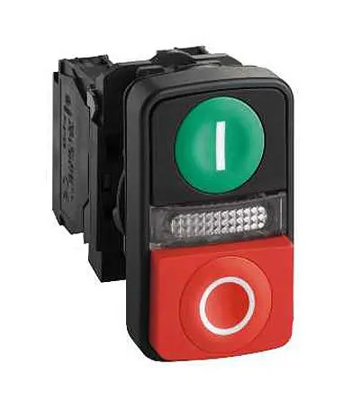 Produktfoto 1 von Schneider Electric Harmony XB5 Drucktastenkopf Ø 22 mm, Grün, Rot Tastend Rechteckig Kunststoff, IP66