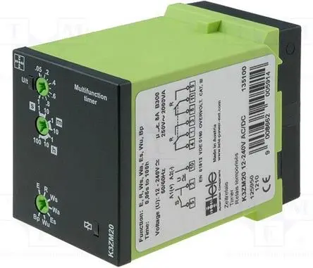 Produktfoto 1 von Tele K3ZM20 Zeitrelais 12 to 240 V dc 12V ac, 240 V ac, 1 s to 100 h, 2 Kont. Multifunktion, 2-poliger Umschalter