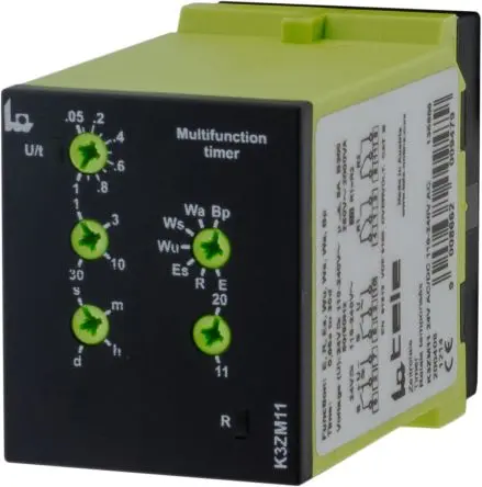 Produktfoto 1 von Tele K3ZM11 Zeitrelais 24 V dc 110V ac, 24 V ac, 240 V ac, 1 s to 30 Days, 2 Kont. Multifunktion, 2-poliger Umschalter