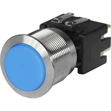 Produktfoto 1 von Schurter MSM LA CS 19 Druckschalter Blau Beleuchtet Rastend Panel Ø 19.1 mm, 2-poliger Umschalter / 16A 30 V dc 250 V