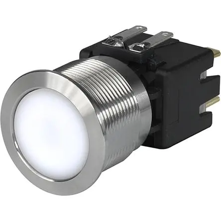 Produktfoto 1 von Schurter MSM LA CS 22 Druckschalter Weiß Beleuchtet Rastend Panel Ø 22.1 mm, 2-poliger Umschalter / 16A 30 V dc 250 V