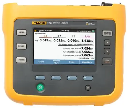 Produktfoto 1 von Fluke 1734/EUS Dreiphasenstrom Strom, Frequenz, Spannung, THD-Stromstärke, THD-Spannung Energiemesser und -Logger,