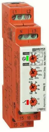 Produktfoto 1 von Broyce Control L Überwachungsrelais 3-phasig, 2-poliger Umschalter DIN-Hutschiene