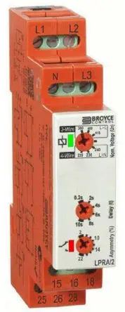 Produktfoto 1 von Broyce Control L Überwachungsrelais 3-phasig, 2-poliger Umschalter DIN-Hutschiene