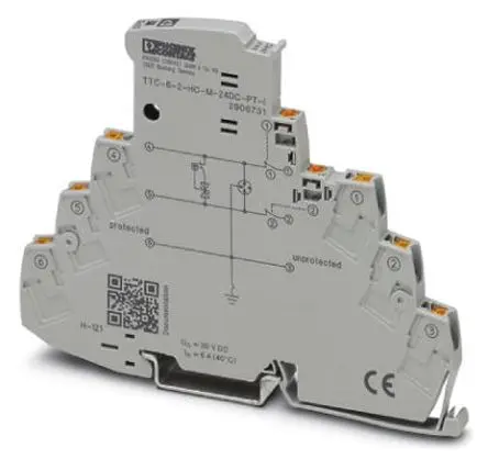 Produktfoto 1 von Phoenix Contact, Überspannungsschutz 5 kA DIN-Hutschiene TTC