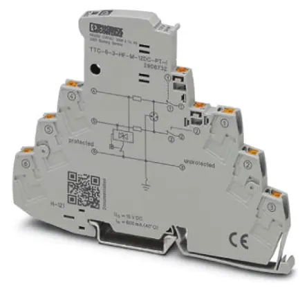 Produktfoto 1 von Phoenix TTC Überspannungsschutz Überlastschutzgerät 10 kA 15V dc, DIN-Hutschiene, -40 °C→85 °C