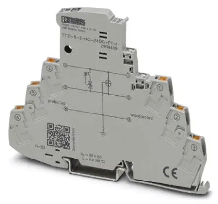 Produktfoto 1 von Phoenix Contact, Überspannungsschutz 5 kA DIN-Hutschiene TTC